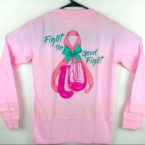 Long Sleeve “Fight the Good Fight” Pink Breast Cancer Awareness Winter Shirt